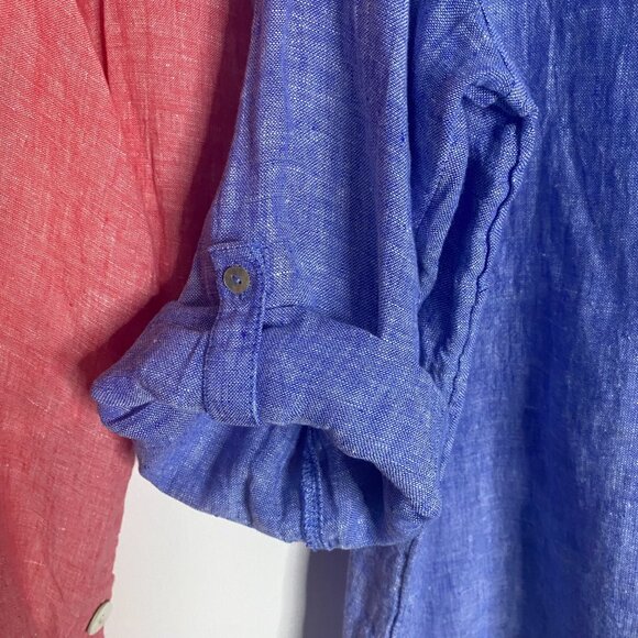 (2) Tahari linen tunic tops blouse 3X blue/peach women's NEW - Picture 16 of 16